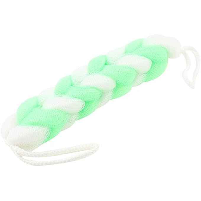 Nylon Bath Meshy Shower Pouf Brush Puff 11 Inch Long Green White